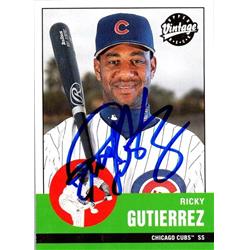 650945 Ricky Gutierrez Autographed Baseball Card - Chicago Cubs, FT - 2001 Upper Deck Vintage No.215