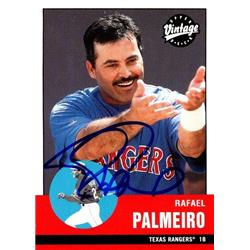 651037 Rafael Palmeiro Autographed Baseball Card - Texas Rangers, FT - 2001 Upper Deck Vintage No.81