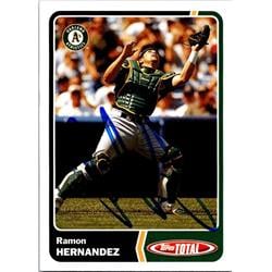 651158 Ramon Hernandez Autographed Baseball Card - Oakland Athletics, FT - 2003 Topps Total No.463