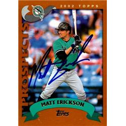 651479 Matt Erickson Autographed Baseball Card - Florida Marlins, FT - 2002 Topps Traded Prospects No.T207
