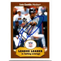 651563 Luis Castillo Autographed Baseball Card - Florida Marlins, FT - 2001 Fleer Tradition League Leader No.384