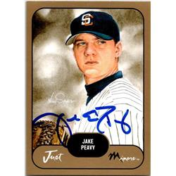 651576 Jake Peavy Autographed Baseball Card - San Diego Padres, FT - 2002 Just Minors Gold Rookie No.29