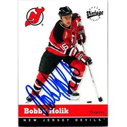 651710 Bobby Holik Autographed Hockey Card - New Jersey Devils, FT - 2000 Upper Deck Vintage No.217
