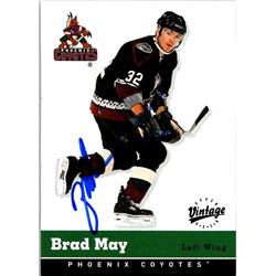 651715 Brad May Autographed Hockey Card - Phoenix Coyotes, FT - 2000 Upper Deck Vintage No.275