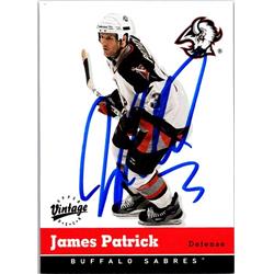 651791 James Patrick Autographed Hockey Card - Buffalo Sabres, FT - 2000 Upper Deck Vintage No.44