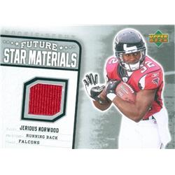 Picture of Autograph Warehouse 583355 Jerious Norwood Player Worn Jersey Patch Football Card - Atlanta Falcons - 2006 Upper Deck Rookie Debut Future Star No.FSMJN