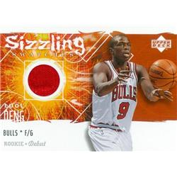 Picture of Autograph Warehouse 583493 Luol Deng Player Worn Jersey Patch Basketball Card - Chicago Bulls - 2005 Upper Deck Sizzling Swatches No.SSLD