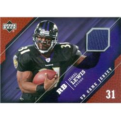 Jamal Lewis Player Worn Jersey Patch Football Card - Baltimore Ravens - 2005 Upper Deck No.GJJL