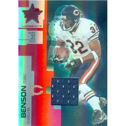 Cedric Benson Player Worn Jersey Patch Football Card - Chicago Bears - 2007 Leaf Rookies & Stars Longevity No.15