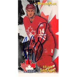 653936 Brian Savage Autographed Hockey Card - Team Canada, FT - 1994 Fleer Power Play No.493