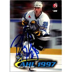 654015 Brad Tiley Autographed Hockey Card - Springfield Falcons. AHL - 1997 Split Second Rookie No.28