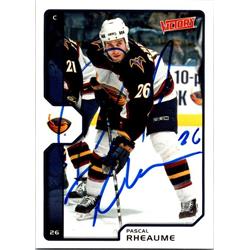 654218 Pascal Rheaume Autographed Hockey Card - Atlanta Thrashers, FT - 2002 Upper Deck Victory No.11