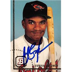 618786 Curtis Goodwin Autographed Baseball Card - Baltimore Orioles, SC - 1994 Bowman No.487