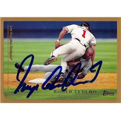 618955 Roger Cedeno Autographed Baseball Card - Los Angeles Dodgers, SC - 1999 Topps No.71
