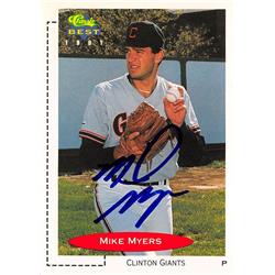 619053 Mike Myers Autographed Baseball Card - San Francisco Giants, Clinton, SC - 1991 Classic Best Rookie No.323