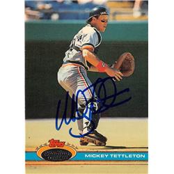 Mickey Tettleton autographed baseball card (Detroit Tigers) 1991 Topps Stadium Club #412 - Baseball Slabbed Autographed Cards
