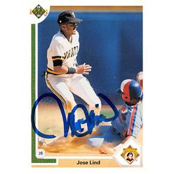Jose Lind Autographed Baseball Card - Pittsburgh Pirates - 1991 Upper Deck No.258