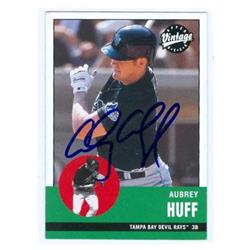 626241 Aubrey Huff Autographed Baseball Card - Tampa Bay Devil Rays - 2001 Upper Deck Vintage No.39