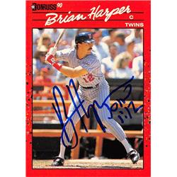 Brian Harper Autographed Baseball Card - Minnesota Twins - 1990 Donruss No.355
