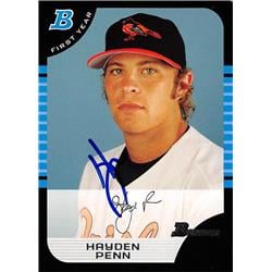 626400 Hayden Penn Autographed Baseball Card - Baltimore Orioles - 2005 Bowman First Year Rookie No.286