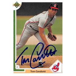 626539 Tom Candiotti Autographed Baseball Card - Cleveland Indians - 1991 Upper Deck No.218