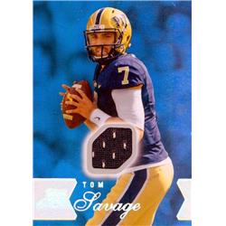 Tom Savage Player Worn Jersey Patch Football Card - Pittsburgh Panthers - 2014 Fleer Flair Showcase Refractor Rookie No.111