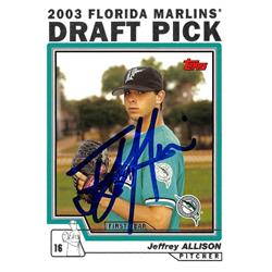 637428 Jeffrey Allison Autographed Baseball Card - Florida Marlins - 2004 Topps Draft Pick Rookie No.672