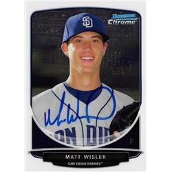 637455 Matt Wisler Autographed Baseball Card - San Diego Padres - 2013 Bowman Chrome Rookie No.BCP42
