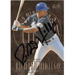 637694 Richard Hidalgo Autographed Baseball Card - Houston Astros - 1996 Fleer Ultra Gold Medalion Rookie No.487