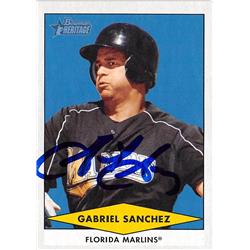 637762 Gabby Sanchez Autographed Baseball Card - Florida Marlins - 2007 Bowman Heritage Rookie No.BHP90