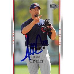Jesse Crain Autographed Baseball Card - Minnesota Twins - 2007 Upper Deck No.802