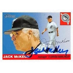 637897 Jack Mckeon Autographed Baseball Card - Florida Marlins World Series Manager, SC - 2004 Topps Heritage No.130