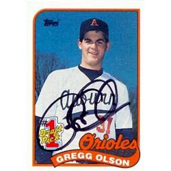 637899 Gregg Olson Autographed Baseball Card - University Auburn Tigers Baltimore Orioles - 1989 Topps No.161 Rookie