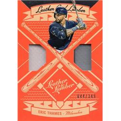 664701 Eric Thames Player Worn Jersey Patch Milwaukee Brewers 2019 Panini Leather & Lumber No.LLDET LE 44-349 Baseball Card