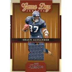 664786 Shaun Alexander Player Worn Jersey Patch Seattle Seahawks 2005 Playoff Prestige Game Day No.GJ7 Football Card