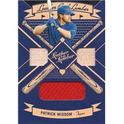 664802 Patrick Wisdom Player Worn Jersey & Bat Patch Texas Rangers 2019 Panini Leather & Lumber No.LLTPW Baseball Card
