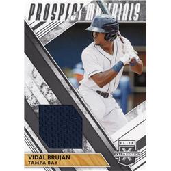 664805 Vidal Brujan Player Worn Jersey Patch Tampa Bay Rays 2019 Panini Elite Extra Prospect Materials Rookie No.PMVB Baseball Card