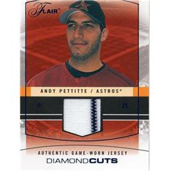 724318 Andy Pettitte Player Worn Jersey Patch Houston Astros 2004 Fleer Flair Diamond Cuts No.DCANP 238-250 Baseball Card