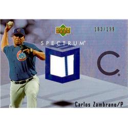 724331 Carlos Zambrano Player Worn Jersey Patch Chicago Cubs 2007 Upper Deck Spectrum No.SSWCZ LE 163-199 Baseball Card