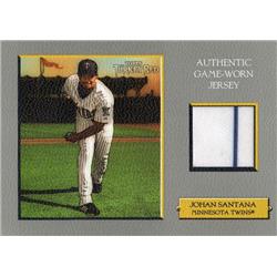 724333 Johan Santana Player Worn Jersey Patch Minnesota Twins 2006 Topps Turkey Red No.TRRJS Pinstripe Baseball Card