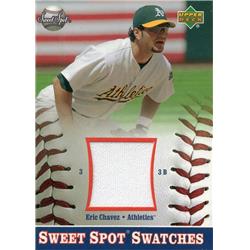 724379 Eric Chavez Player Worn Jersey Patch Oakland Athletics 2002 Upper Deck Sweet Spot Swatches No.SEC Baseball Card