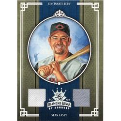 724464 Sean Casey Player Worn Jersey Patch Cincinnati Reds 2005 Donruss Diamond Kings No.74 LE 11-100 Baseball Card