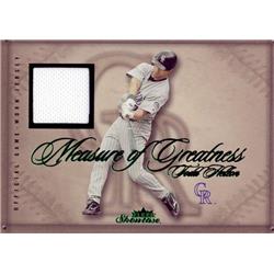 724598 Todd Helton Player Worn Jersey Patch Colorado Rockies 2005 Fleer Measure of Greatness No.MGTH Baseball Card