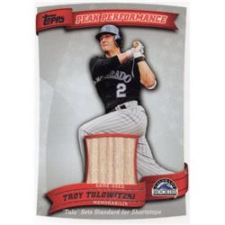 724610 Troy Tulowitzki Player Used Bat Patch Colorado Avalanche 2010 Topps Peak Performance No.PPRTT Baseball Card
