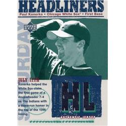 724613 Paul Konerko Player Worn Jersey Patch Chicago White Sox 2003 Upper Deck Headliners No.HLPK Baseball Card
