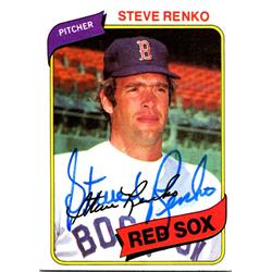 724650 Steve Renko Autographed Boston Red Sox, SC 1980 Topps No.184 Baseball Card