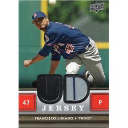 724765 Francisco Liriano Player Worn Jersey Patch Minnesota Twins 2008 Upper Deck No.UDJFL Baseball Card