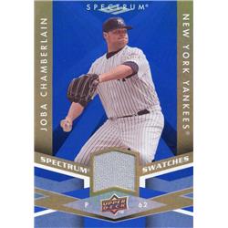 724798 Joba Chamberlain Player Worn Jersey Patch New York Yankees 2009 Upper Deck Spectrum No.SSJC Baseball Card