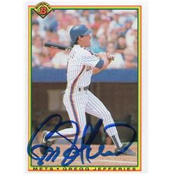 725010 Gregg Jefferies Autographed New York Mets 1990 Topps Bowman No.140 Baseball Card