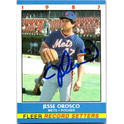 725311 Jesse Orosco Autographed New York Mets 1987 Fleer Record Setters No.27 Baseball Card